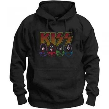 KISS Logo Faces & Icons Black Hoodie - Size L - 80% Cotton, 20% Polyester