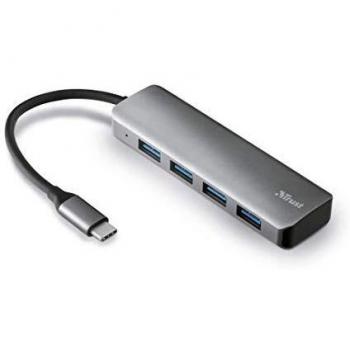 HUB TRUST HALYX ALUMINIUM USB-C A 4 PUERTOS USB-A - NEGRO
