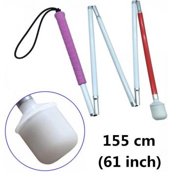 Adjustable Pink Handle Cane for the Blind (Folding, 105-155 cm)