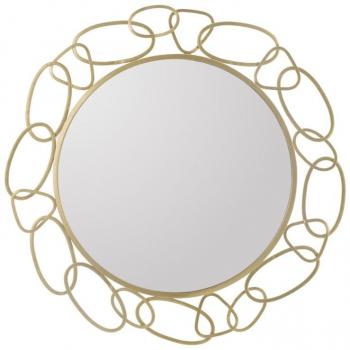 Specchio da parete con decori geometrici in metallo dorato cm 84x2