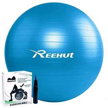 Reehut Balance Ball mit Integrierter Pumpe und E‑Book – Yoga & Fitness – Blau, 65 cm