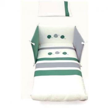 Piumone lettino Pali 0687ASTRIDG ASTRID set 3 pezzi Bianco, Verde e Grigio