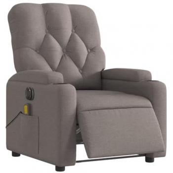 Fauteuil inclinable de massage électrique Taupe Tissu