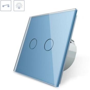 Interruptor táctil doble LEDBOX azul