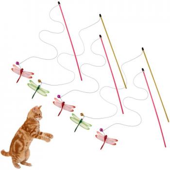 5 Stück Bunte Katzen Teaser Spielzeug mit Glocke