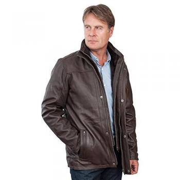 XS Brown Infinity Leather Mid‑Coat for Men
