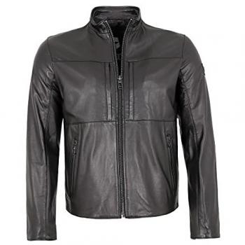 Milestone Herren Lederjacke Lammnappa Schwarz unifarben