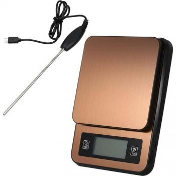 Multifunctional Kitchen Food Scale with Timer and Temperature Probe - 3000G/1G Gold