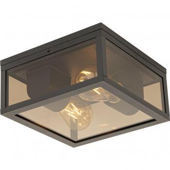 Lampada Soffitto QAZQA Charlois Moderno Alluminio Vetro Bronzo Nero Quadrata