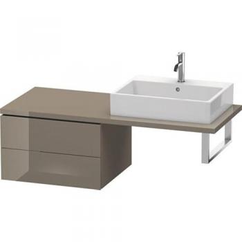 Duravit L-Cube Unterschrank für Konsole, Breite 620mm, Tiefe 547mm, 2 Schubkästen, Farbe: Flannel Grey Hochglanz Lack