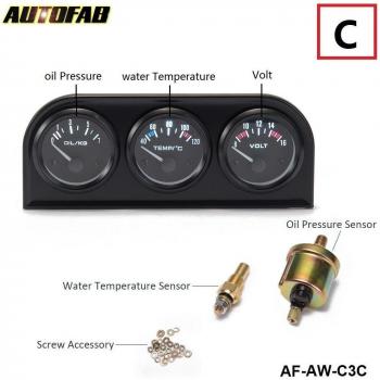52mm 3in1 Messgerät Set: Volt-, Wasser- und Öl-Temperatur-/Druckmesser mit Sensor AF-AW-C3