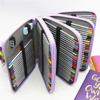 PU Leather Multi-functional Colored Pencil Case with 184 Holes