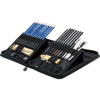 Kit de 40 crayons de dessin avec sac de transport noir