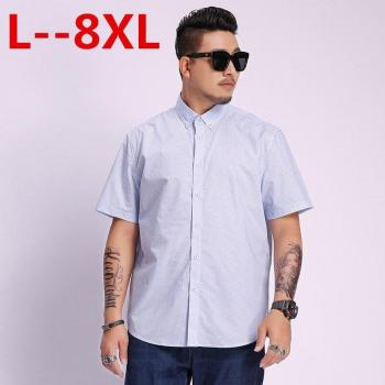 8XL Men's Cotton Short Sleeve Polka Dot Casual Shirt