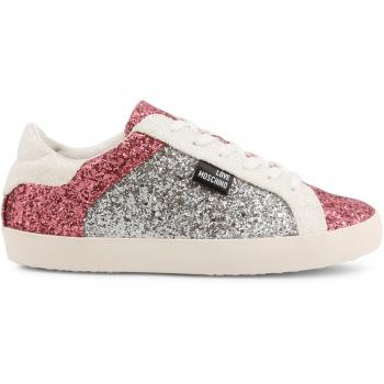 Love Moschino Women's Glitter Low Top Sneakers - Grey - Size: 4