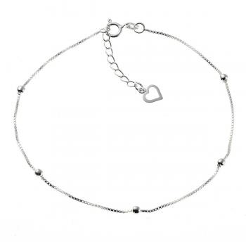Zeeme Basic Fußkette Silber 925 Herz‑Motiv 22,5 + 2 cm