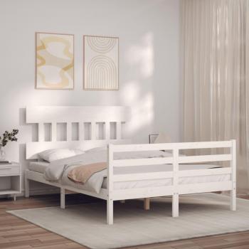 VidaXL Bed Frame without Mattress White 140x190 cm Solid Wood