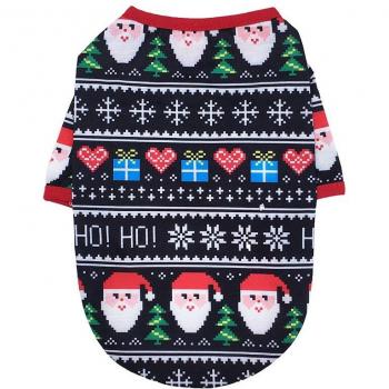 Striped Christmas Cartoon T-Shirt for Poodle Pets