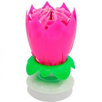 Bougie d'anniversaire lumineuse en forme de fleur de Lotus