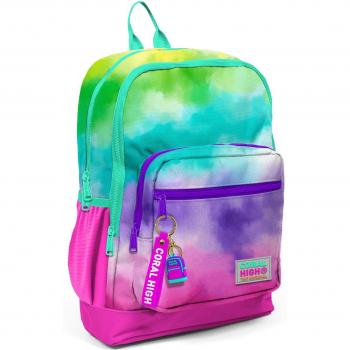 Batik‑Burst Coral Kids’ School Bag – 4 Compartments