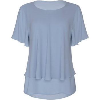 Damenbluse Ensenada XL – blau, kurzärmlig, aus Lisca