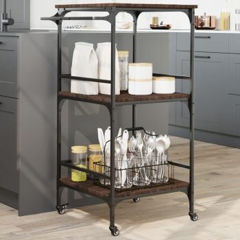 Brown Oak Kitchen Trolley 60.5x50x105 cm by vidaXL