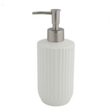Distributore Sapone Ceramica Rigata Bianca