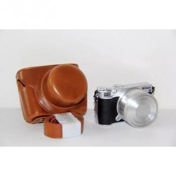 Bolsa Protector de Cuero para Nikon 1 J5 con Correa