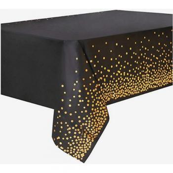 Assorted Colors Disposable Tablecloths with Gold Foil Dots - 4 Pack