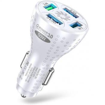 UKGO 10A 50W 4 Ports LED USB Car Charger