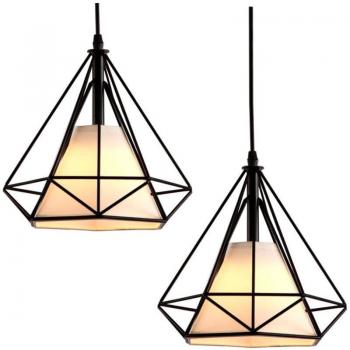 Vintage Industrial Iron Cage Pendant – 25cm Black, E27, Dual Light