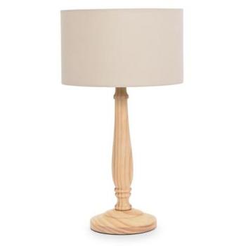 Victoria Light Wood Traditional Stem Table Lamp with Fabric Drum Shade