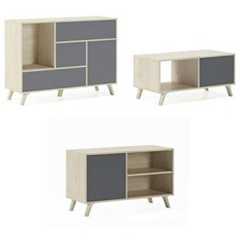 Mobili Soggiorno Set Wind in Rovere e Grigio