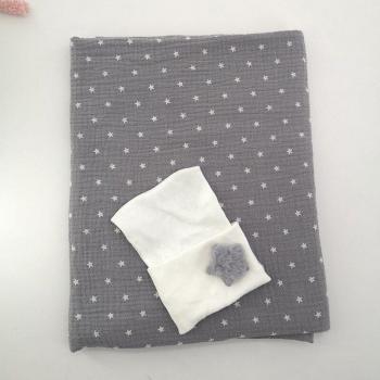 Ensemble de couverture et chapeau pour bébé fille 0-3 mois, mousseline de coton