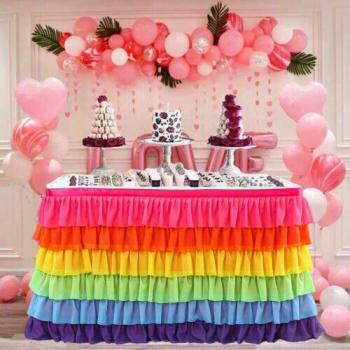 Multicolor Table Skirt Cover for Parties