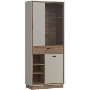 Rivero 3-Door Grey/Oak Showcase with Drawer