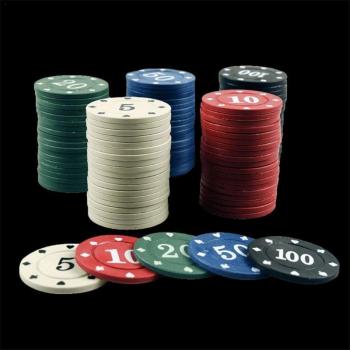 100pcs Plastic Casino Poker Chips