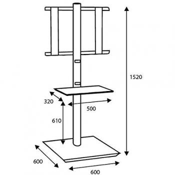 Itb Solution Handy Maxi Supporto TV, Nero Raggrinzito, H 152 cm