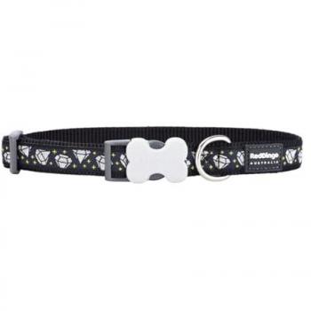 Collier Rendu Rouge Dingo Noir Diamant 20 mm, Longueur 31‑47 cm