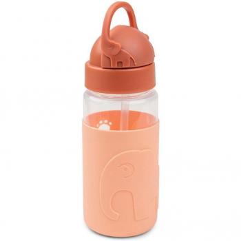 Trinkflasche EASY-GRIP - ELPHEE (350ml) mit Trinkhalm in papaya