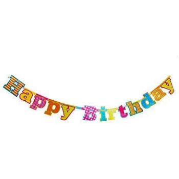 Festone Lettere Happy Birthday Olografico Compleanno, 16x166 cm