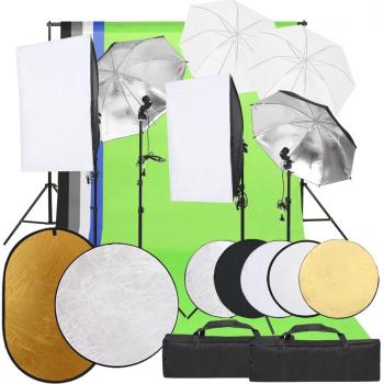 Día y Noche - Kit de estudio fotográfico con set de luces, fondo y reflector