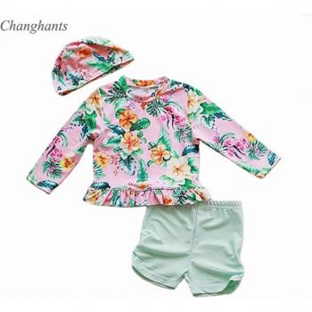 Costume de surf enfant 2-6 ans rose vert avec bonnet