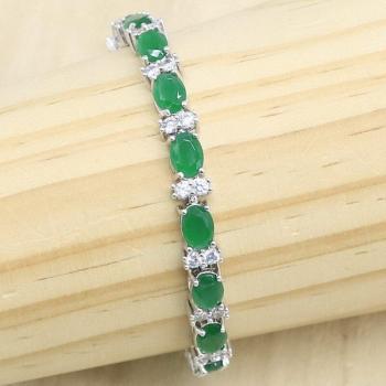 Tricolor Zircon Bracelet for Women - Silver, Green, Purple, 19cm