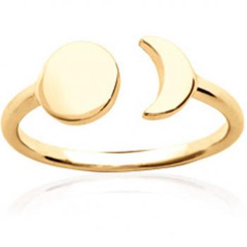 Bague Dorée 'Soleil Lune' Plaqué Or 15x7 mm