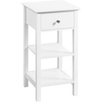 Mesilla de Noche de Madera MDF Blanca con Almacenamiento