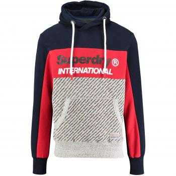 Superdry Trophy Blue Navy Zr3 Men's Micro AOP Track Hood Pullover, Size Large