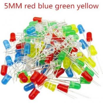 5mm Round Top Diffused LED Diodes - 205 Pcs Assorted Colors