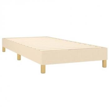 Cadre de lit Sommier latte suspendue, 80×200 cm, tissu crème