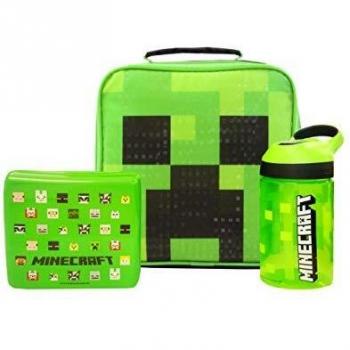 Eco‑Friendly Minecraft Men’s Lunch Set – Green Bottle & Snack Pot